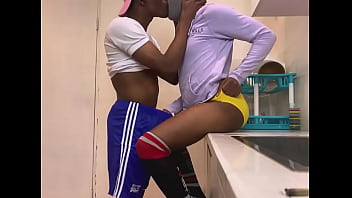 Preview 2 of Hd Airoplan - Horny African in kitchen fucking