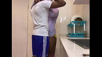 Preview 1 of Hd Airoplan - Horny African in kitchen fucking