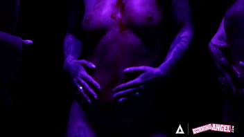 Preview 1 of Leila Xxx Video Download - BURNING ANGEL - Hottest Goth Orgy With Two Babes,  A Gorgeous Trans And A Big Cock