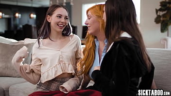 Preview 3 of Chinitas Softcore San Diego - Lucky big tits MILF lesbian Lauren Phillips finger fucked two perfect lesbian teen friends Maya Woulfe and hot teen Lily Larimar