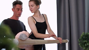 Preview 1 of Big Bus Sex - Skinny ballerina gets fucked standing and creampie