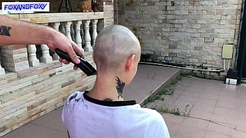 Preview 2 of Desi Blouse Job Indian - Behind the scenes: Lisa Fox shaving head bold