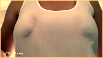 Preview 3 of Cuver Monster - PREVIEW - WIFE shows amazing tits in braless wet singlet