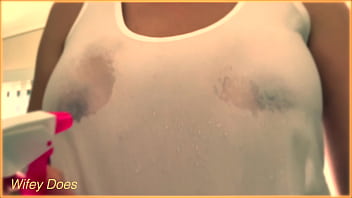 Preview 4 of Cuver Monster - PREVIEW - WIFE shows amazing tits in braless wet singlet