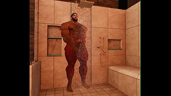 Preview 4 of Mild Hardcore Sex - cam heyward relaxes in shower after a hard day