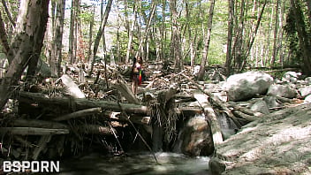 Preview 1 of Kd Porn - Sexy natural 18 yo girl masturbate her hairy pussy in the forest