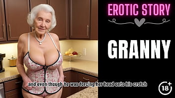 Preview 2 of Teen Give - [GRANNY Story] Watching Stepfather fucking Step Grandmother in the Kitchen Part 1