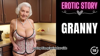 Preview 4 of Teen Give - [GRANNY Story] Watching Stepfather fucking Step Grandmother in the Kitchen Part 1
