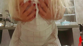 Preview 2 of Indian Gay Nude - real and very hot housewife with big ass natural tits and delicious hairy pussy in the kitchen