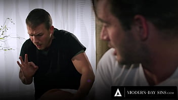 Preview 1 of Virgen Sex Vedios - MODERN-DAY SINS - Cheating Lesbian Hime Marie Almost Caught Fucking Her 2 Hung Masseurs Next to Wife