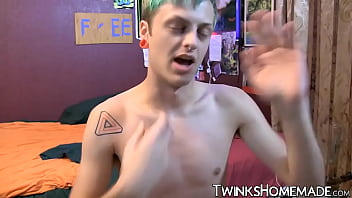 Preview 2 of Amit Ji Indian Video - Inked twink strokes his cock and cums in solo homemade video