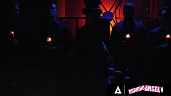 Preview 1 of Pale Skin Girls - BURNING ANGEL - Goth Queen Lola Fae Gets Double Penetrated In A Hardcore Gangbang With 5 Big Cocks