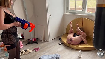 Preview 2 of Nude Skype China - Inside the asshole shooting with a nerf gun