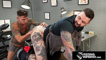 Preview 3 of Panjabi Girl Indian X - Beefy Tattooer Rosebuded By Jock Fist - Teddy Bryce,  Archer Croft - FistingInferno