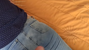 Preview 4 of One Girl Two Habshi - After masturbating,  the beautiful stepmother puts on her jeans and asks me to cum in her big ass