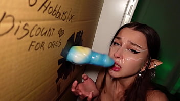 Preview 4 of Usa Hot Mom And Son Xxx - Gloryhole Fantasy Brothel - Sweetie elf serving with her mouth