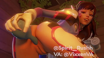 Preview 2 of Japanese Swallow Creampie - D.va FUCKS her ass with a hairbrush