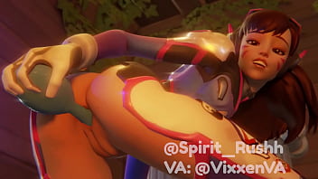 Preview 1 of Japanese Swallow Creampie - D.va FUCKS her ass with a hairbrush