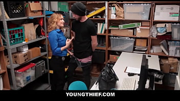 Preview 1 of Hot Mom Talk - Petite Big Tits MILF Security Officer Seduces Male Teen During Search - Krissy Lynn,  Dylan Snow