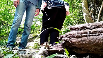 Preview 4 of Nurse Hits - Milf with a beautiful fat ass takes off her pants and pisses next to a stranger in nature