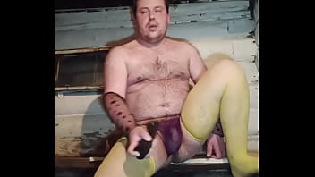 Preview 4 of Sloppy Secuns - Cute hairy gay with a tummy is trying to shoot his homemade porn)))