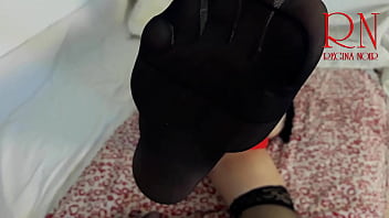 Preview 3 of South Korean Bluefilm - Pussy show with stockings. Lovely girl Regina Noir in satin lingerie. Curves gracefully on the bed.