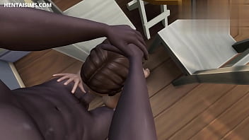 Preview 3 of Nalika Sex - Gorgeous teen caught her bbc roommate naked doing a cigarette,  gets horny and fucks him in the kitchen. More at HENTAISIMS.COM
