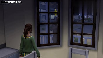 Preview 1 of Nalika Sex - Gorgeous teen caught her bbc roommate naked doing a cigarette,  gets horny and fucks him in the kitchen. More at HENTAISIMS.COM
