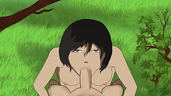Preview 1 of Lusty Dance - Mikasa enjoys a lovely weather while giving a blowjob and get cumshots on her face AoT