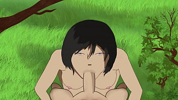 Preview 4 of Lusty Dance - Mikasa enjoys a lovely weather while giving a blowjob and get cumshots on her face AoT