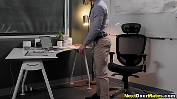 Preview 1 of Blonde Lesbien Strapon - Fake masseur fucks office clerk bareback