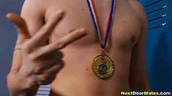 Preview 2 of Romantic Hard Fuking Video - Gay athletes fucking in locker room