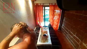 Preview 3 of Skype Linda - Peep. Voyeur. Housewife washes in the shower with soap,  shaves her pussy in the bath. 22
