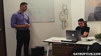 Preview 3 of Hage Boob - Entitled CEO Masyn Thorne uses his authority with co-worker Carter Woods,  he made him suck his dick and take his cock while in the office.