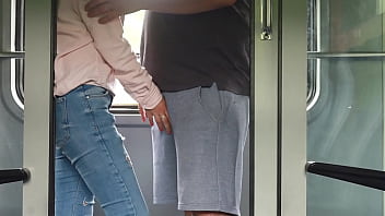 Preview 2 of Mature Ass Sex - An unknown girl touches my dick in the train and then I jerk off in the bathroom.
