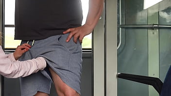 Preview 3 of Mature Ass Sex - An unknown girl touches my dick in the train and then I jerk off in the bathroom.