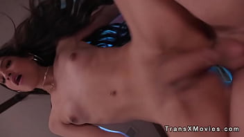 Preview 4 of Xxxxx Video Sonny Lieo - Movie night and anal sex for big dick shemales
