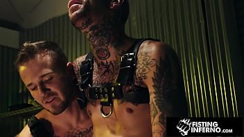 Preview 4 of Aleta Hd - Tatted Ryan Sebastian Restrained &amp_ Fucked  -  Andrew Delta,  Ryan Sebastian -  FistingInferno