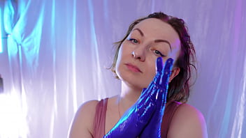 Preview 4 of Buck Teeth Girl - ASMR nitrile medical gloves &amp_ oil SFW video by Arya Grander