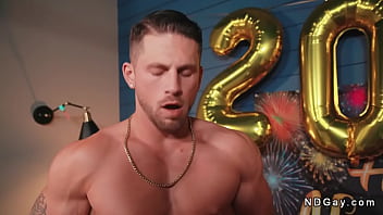 Preview 2 of And Ill Tell Your Mom - Stepbros in steamy gay anal sex on New Years Eve