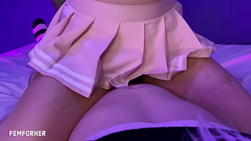 Preview 3 of Pata Bar - I put my Strapon on my Locked Sissy and ride it until i Squirt and Orgasm.