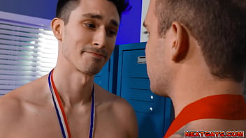 Preview 2 of Sany Loun Xxxxx - Two track stars from rival colleges Kane Fox and Scott getting heated and starts fucking