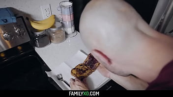 Preview 1 of Sex Educational - Bratty teen step sister Nola Exico fucks with her step dad in the kitchen