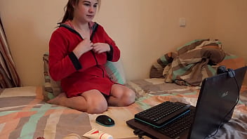 Preview 1 of Alex Kayseri - Busty MILF masturbates for a stranger on webcam. Big tits,  hairy pussy and nice ass. Do you want to fuck her? Home fetish. Amateur.