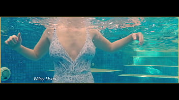 Preview 3 of Filem Aeks - wife swimming in the hotel pool in a hot one piece