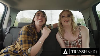 Preview 1 of Celebrity Cumshot - TRANSFIXED - Trans Kasey Kei &amp_ Erica Cherry HARD FUCK Cis Stranger Girl in SEX DUNGEON With a FACIAL