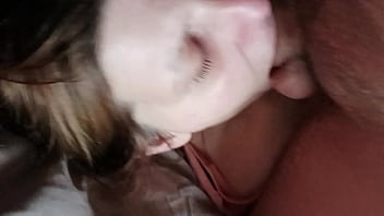 Preview 3 of Red Lace Animated Part 2 - Amateur Sloppy Deep Throat and Cumshot in Eye and Mouth
