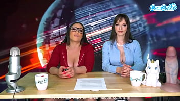 Preview 1 of Sis Hard Sis - Camsoda - Lesbian MILFs Ride Sybian Orgasm On Air While Reading The News
