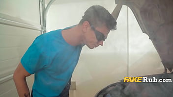 Preview 2 of Step Mom Cory Chase Step Son - Garage Technicians Barely Noticed That A Customer Watched Them Fuck