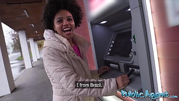Preview 1 of Bbf Busty - Public Agent Brazilian girl needs cash outdoors blowjob and POV hardcore sex with sexy black girl
